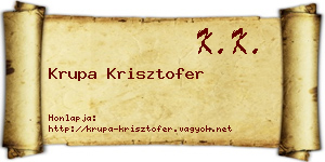 Krupa Krisztofer névjegykártya